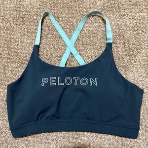 Peloton Blue Two Tone Cross Strap Womens Sports Bra XL EUC